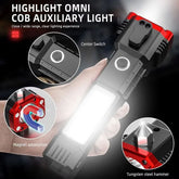 High-Power LED Torch Light - Rechargeable Flashlight With Tactical Hammer And Power Bank - Electronic Accessory Designed For Illumination And Daily Utility Routine