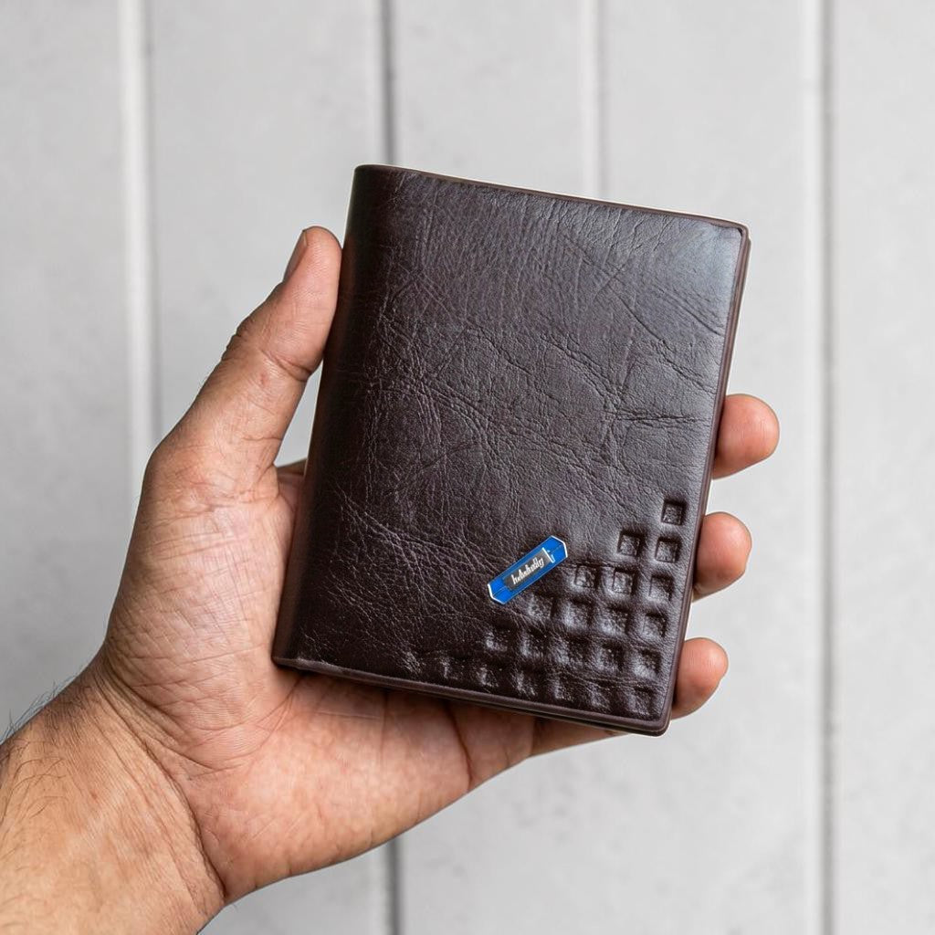 Balebaily Square Pattern Bifold Wallet | Compact PU Wallet for Men & Women - Black